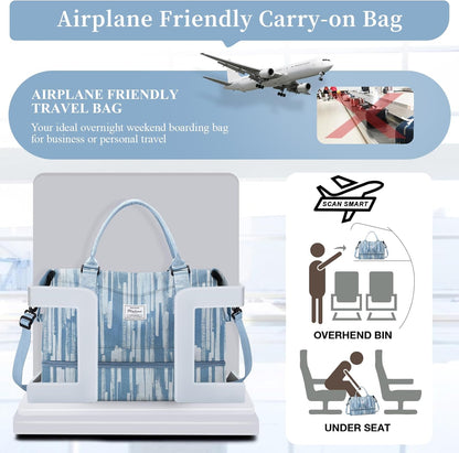 Weekender Bags for Women, Personal Item Travel Bag with Shoes Compartment | Overnight Travel Duffel Bag with Toiletry Bag, Airplane Friendly Carry-On Bag - Colors A