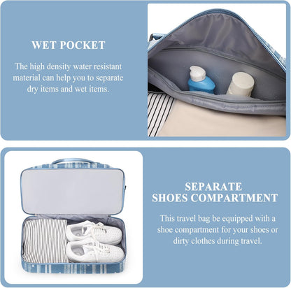 Weekender Bags for Women, Personal Item Travel Bag with Shoes Compartment | Overnight Travel Duffel Bag with Toiletry Bag, Airplane Friendly Carry-On Bag - Colors A