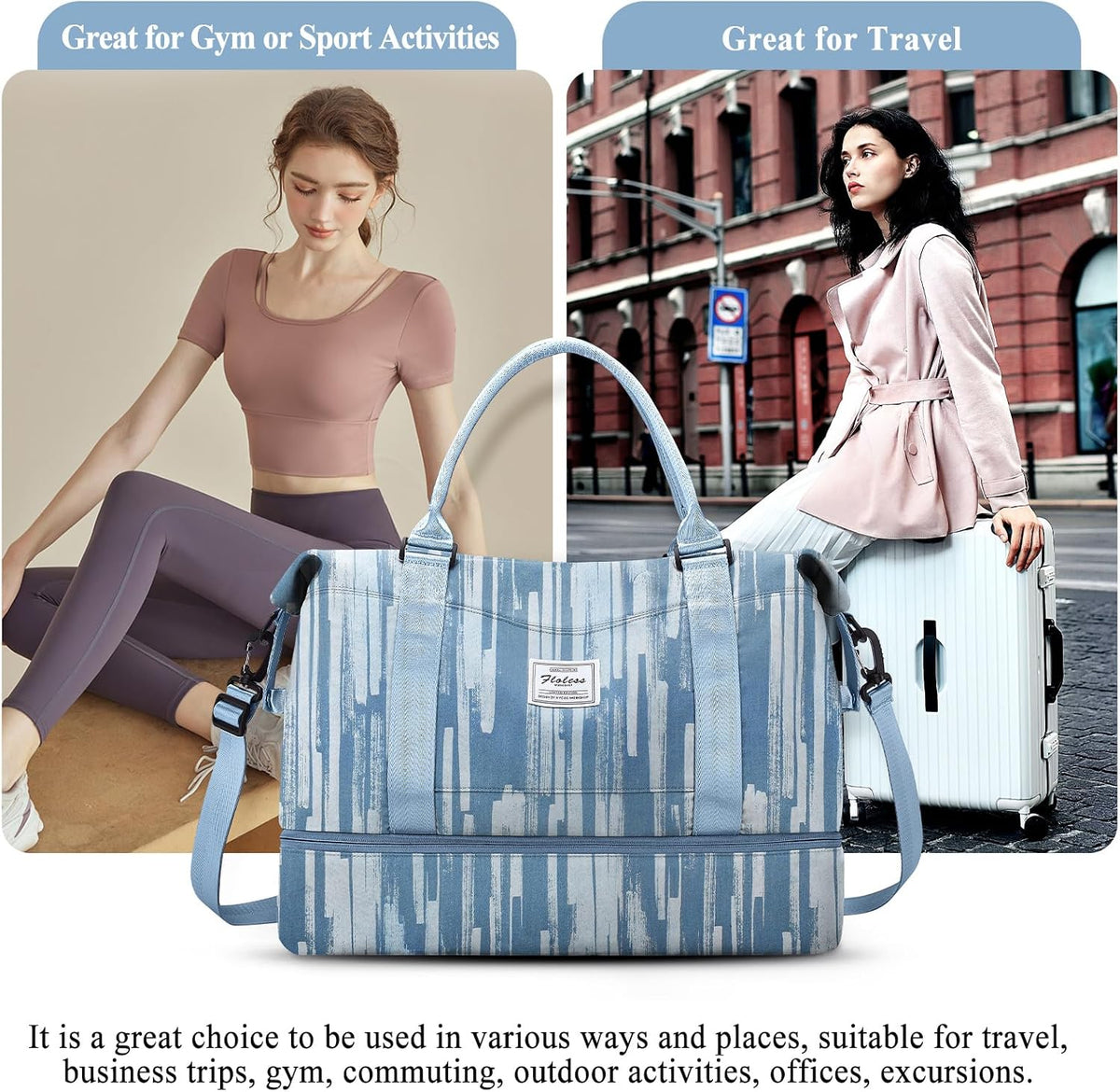 Weekender Bags for Women, Personal Item Travel Bag with Shoes Compartment | Overnight Travel Duffel Bag with Toiletry Bag, Airplane Friendly Carry-On Bag - Colors A