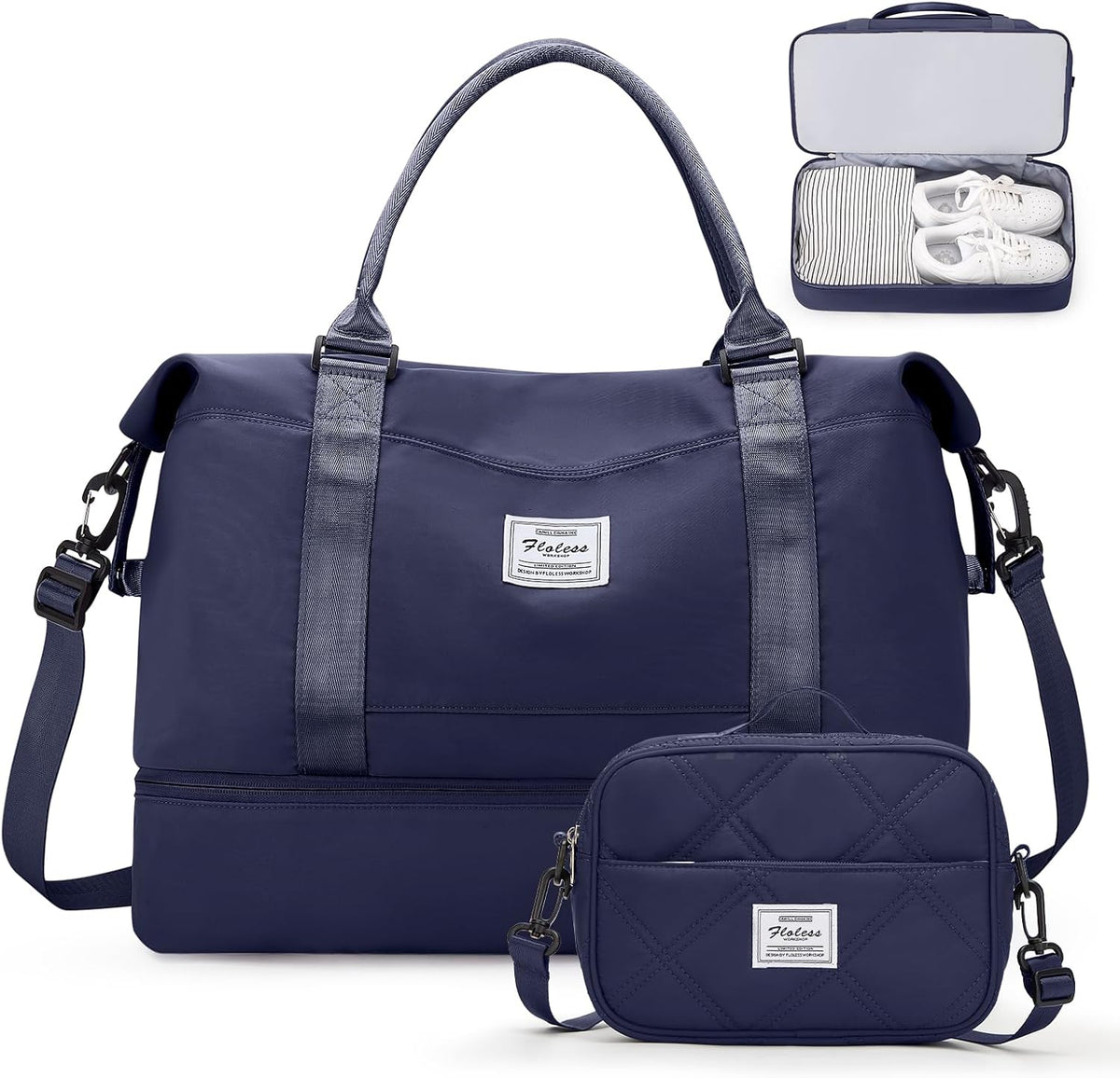 Weekender Bags for Women, Personal Item Travel Bag with Shoes Compartment | Overnight Travel Duffel Bag with Toiletry Bag, Airplane Friendly Carry-On Bag - Colors A