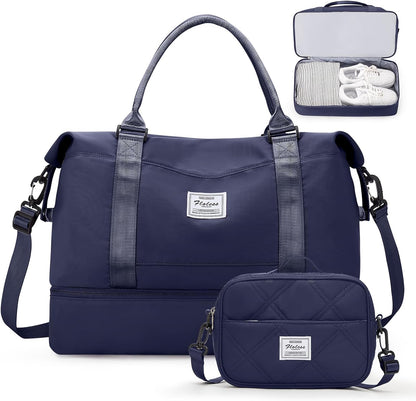 Weekender Bags for Women, Personal Item Travel Bag with Shoes Compartment | Overnight Travel Duffel Bag with Toiletry Bag, Airplane Friendly Carry-On Bag - Colors A