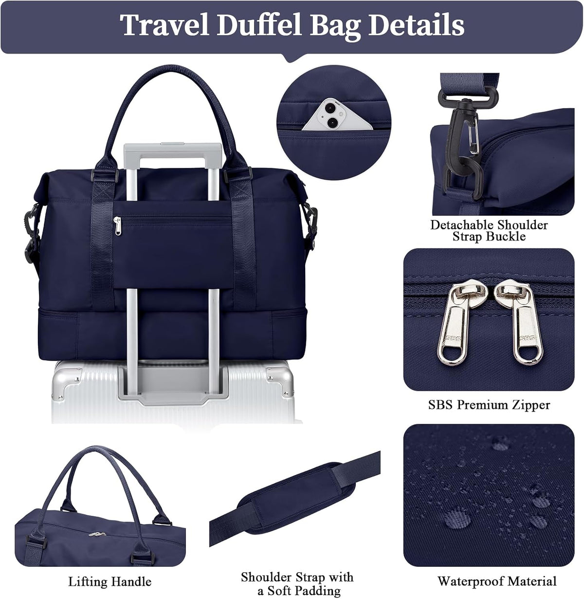 Weekender Bags for Women, Personal Item Travel Bag with Shoes Compartment | Overnight Travel Duffel Bag with Toiletry Bag, Airplane Friendly Carry-On Bag - Colors A