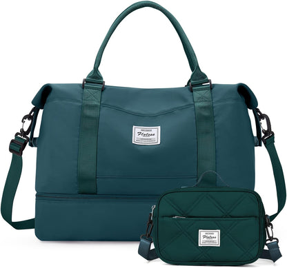 Weekender Bags for Women, Personal Item Travel Bag with Shoes Compartment | Overnight Travel Duffel Bag with Toiletry Bag, Airplane Friendly Carry-On Bag - Colors A