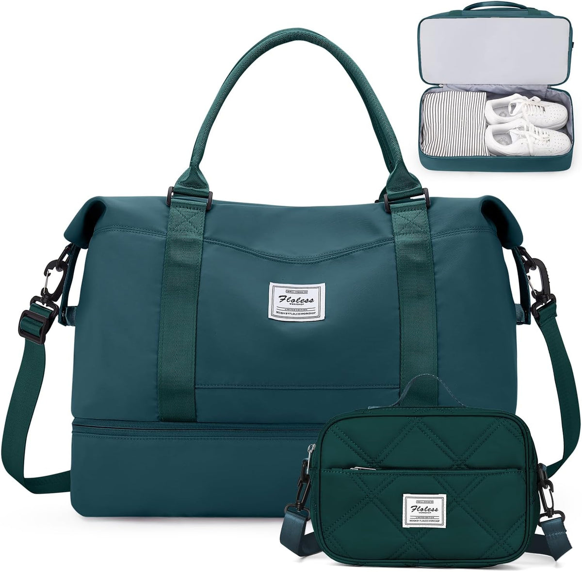 Weekender Bags for Women, Personal Item Travel Bag with Shoes Compartment | Overnight Travel Duffel Bag with Toiletry Bag, Airplane Friendly Carry-On Bag - Colors A