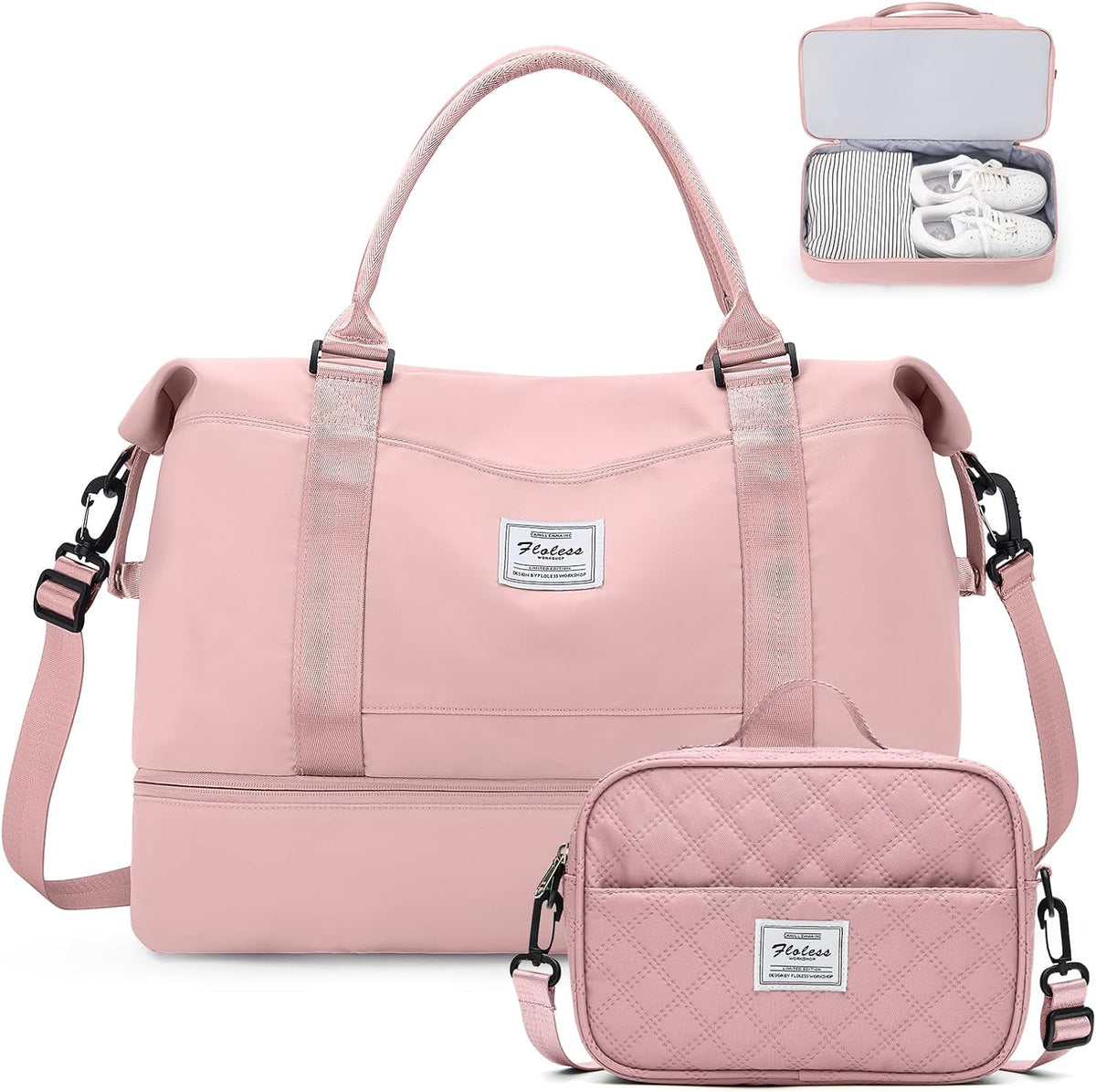 Weekender Bags for Women, Personal Item Travel Bag with Shoes Compartment | Overnight Travel Duffel Bag with Toiletry Bag, Airplane Friendly Carry-On Bag - Colors A