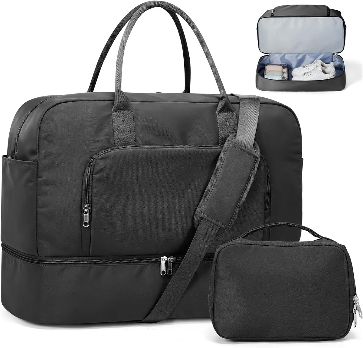Weekender Bags for Women, Personal Item Travel Bag with Shoes Compartment | Overnight Travel Duffel Bag with Toiletry Bag, Airplane Friendly Carry-On Bag - Colors A