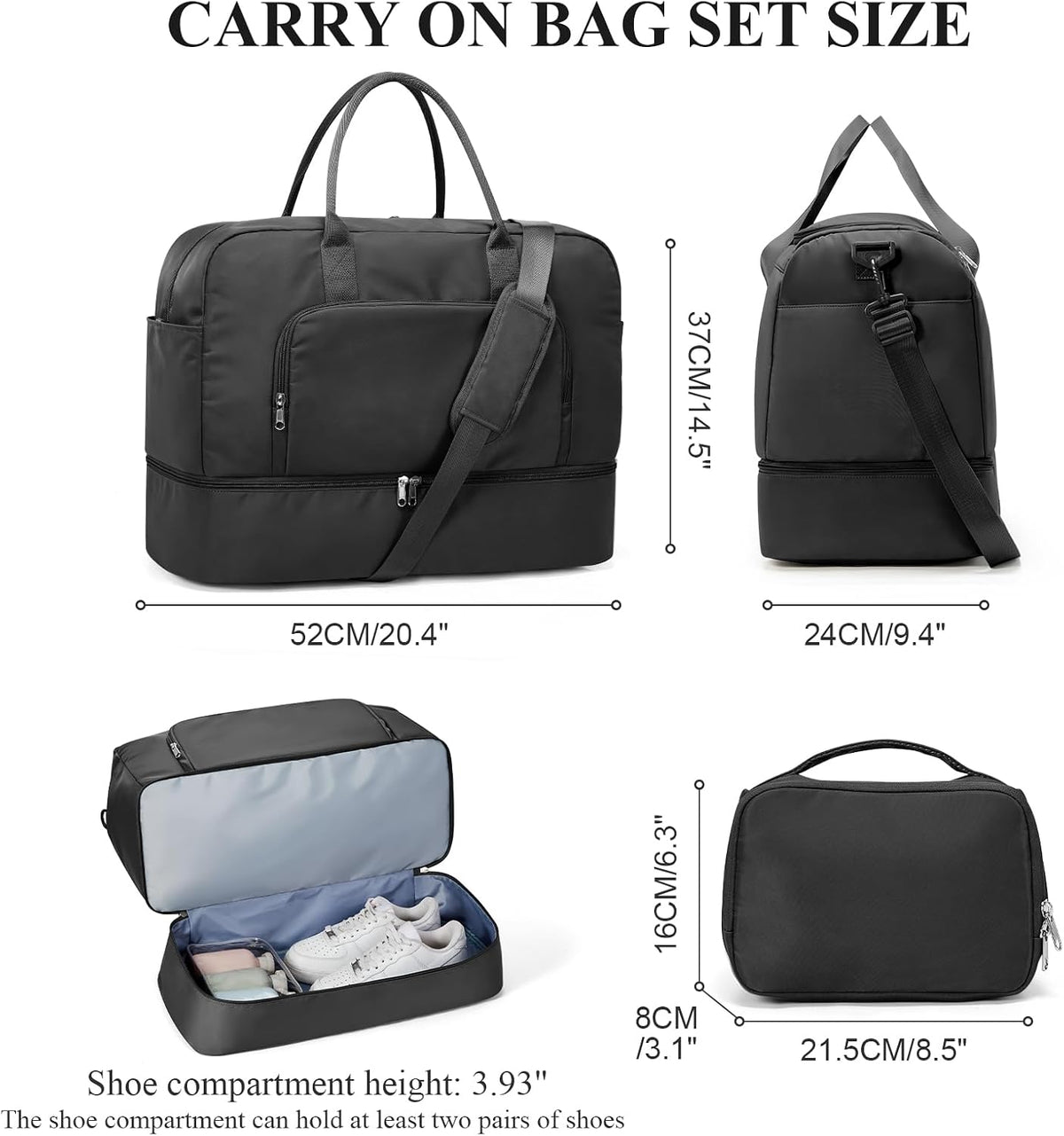 Weekender Bags for Women, Personal Item Travel Bag with Shoes Compartment | Overnight Travel Duffel Bag with Toiletry Bag, Airplane Friendly Carry-On Bag - Colors A