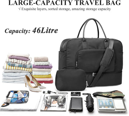 Weekender Bags for Women, Personal Item Travel Bag with Shoes Compartment | Overnight Travel Duffel Bag with Toiletry Bag, Airplane Friendly Carry-On Bag - Colors A