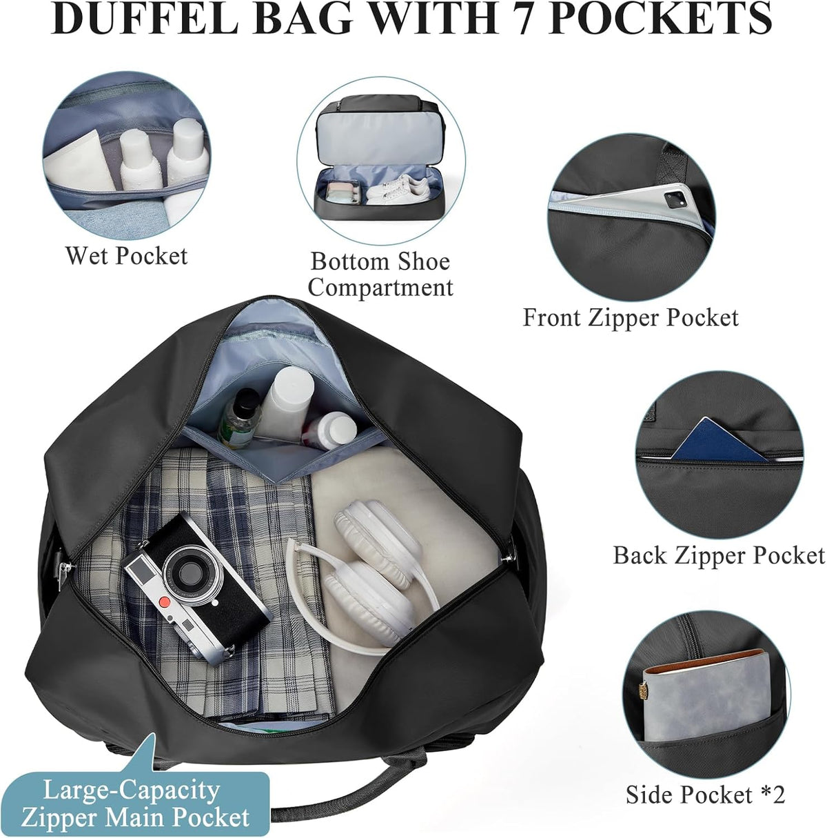 Weekender Bags for Women, Personal Item Travel Bag with Shoes Compartment | Overnight Travel Duffel Bag with Toiletry Bag, Airplane Friendly Carry-On Bag - Colors A