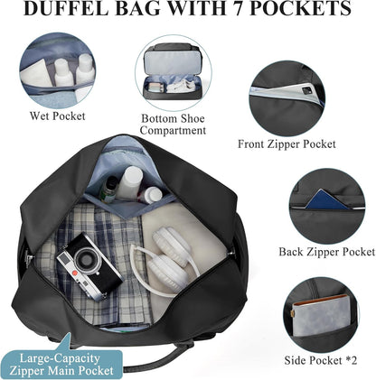 Weekender Bags for Women, Personal Item Travel Bag with Shoes Compartment | Overnight Travel Duffel Bag with Toiletry Bag, Airplane Friendly Carry-On Bag - Colors A