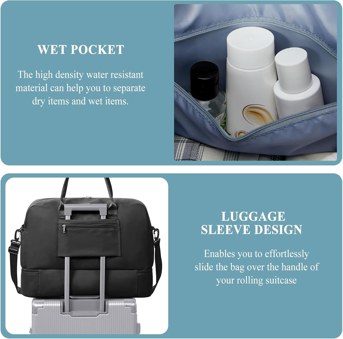 Weekender Bags for Women, Personal Item Travel Bag with Shoes Compartment | Overnight Travel Duffel Bag with Toiletry Bag, Airplane Friendly Carry-On Bag - Colors A