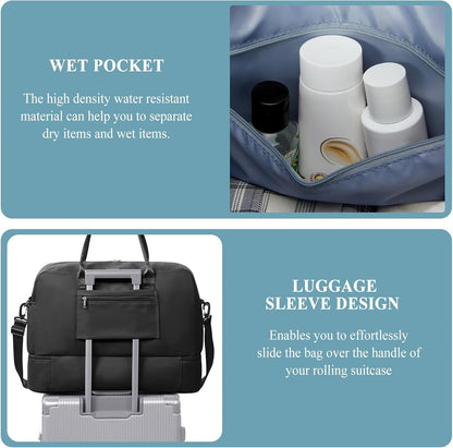 Weekender Bags for Women, Personal Item Travel Bag with Shoes Compartment | Overnight Travel Duffel Bag with Toiletry Bag, Airplane Friendly Carry-On Bag - Colors A