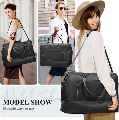 Weekender Bags for Women, Personal Item Travel Bag with Shoes Compartment | Overnight Travel Duffel Bag with Toiletry Bag, Airplane Friendly Carry-On Bag - Colors A