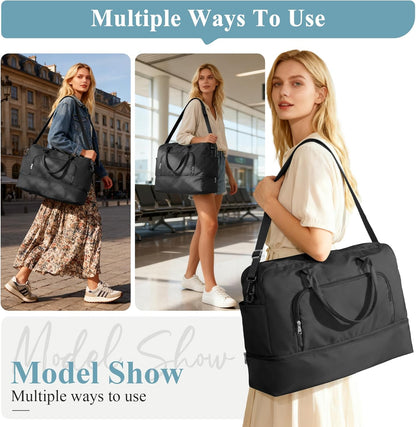 Weekender Bags for Women, Personal Item Travel Bag with Shoes Compartment | Overnight Travel Duffel Bag with Toiletry Bag, Airplane Friendly Carry-On Bag - Colors A
