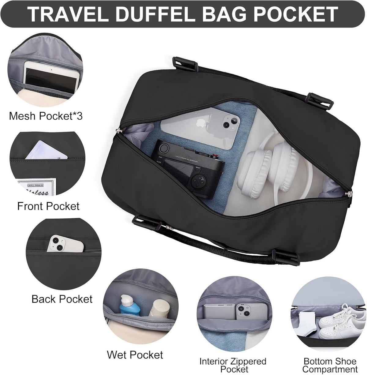 Weekender Bags for Women, Personal Item Travel Bag with Shoes Compartment | Overnight Travel Duffel Bag with Toiletry Bag, Airplane Friendly Carry-On Bag - Colors A