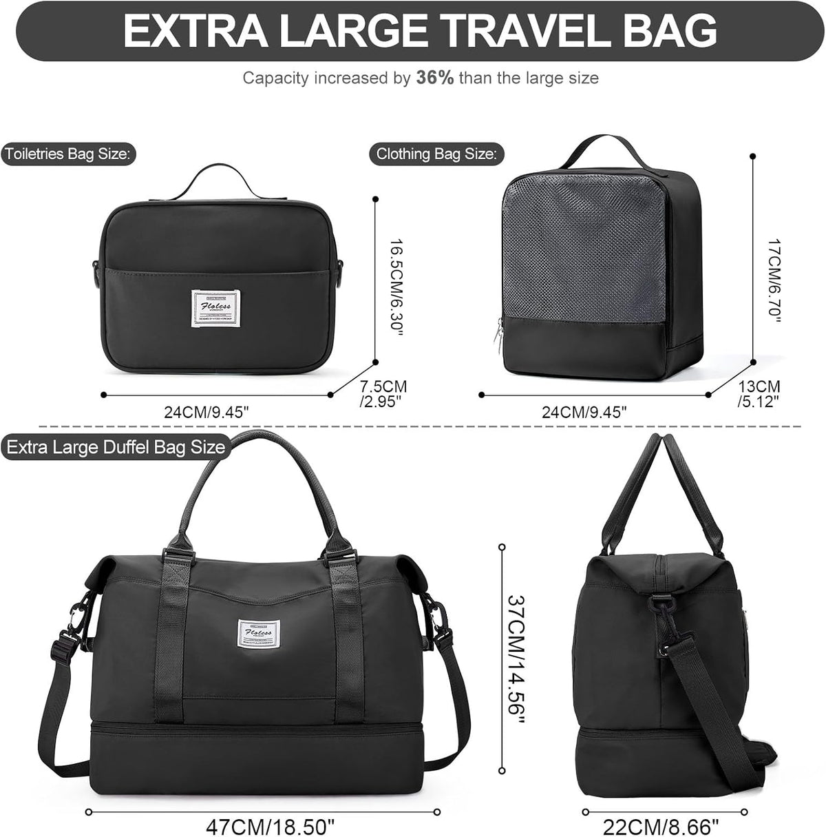 Weekender Bags for Women, Personal Item Travel Bag with Shoes Compartment | Overnight Travel Duffel Bag with Toiletry Bag, Airplane Friendly Carry-On Bag - Colors A