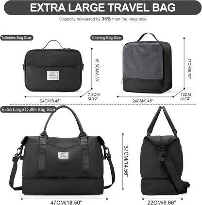 Weekender Bags for Women, Personal Item Travel Bag with Shoes Compartment | Overnight Travel Duffel Bag with Toiletry Bag, Airplane Friendly Carry-On Bag - Colors A