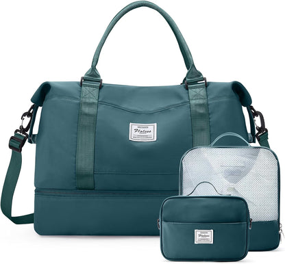Weekender Bags for Women, Personal Item Travel Bag with Shoes Compartment | Overnight Travel Duffel Bag with Toiletry Bag, Airplane Friendly Carry-On Bag - Colors A