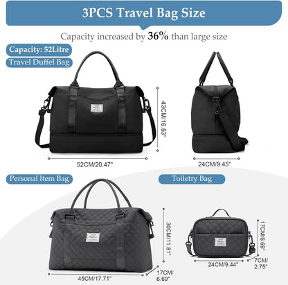 Weekender Bags for Women, Personal Item Travel Bag with Shoes Compartment | Overnight Travel Duffel Bag with Toiletry Bag, Airplane Friendly Carry-On Bag - Colors A