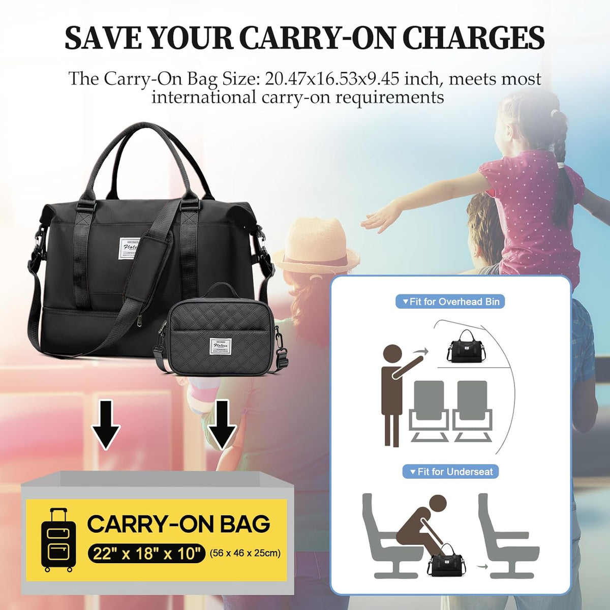 Weekender Bags for Women, Personal Item Travel Bag with Shoes Compartment | Overnight Travel Duffel Bag with Toiletry Bag, Airplane Friendly Carry-On Bag - Colors A