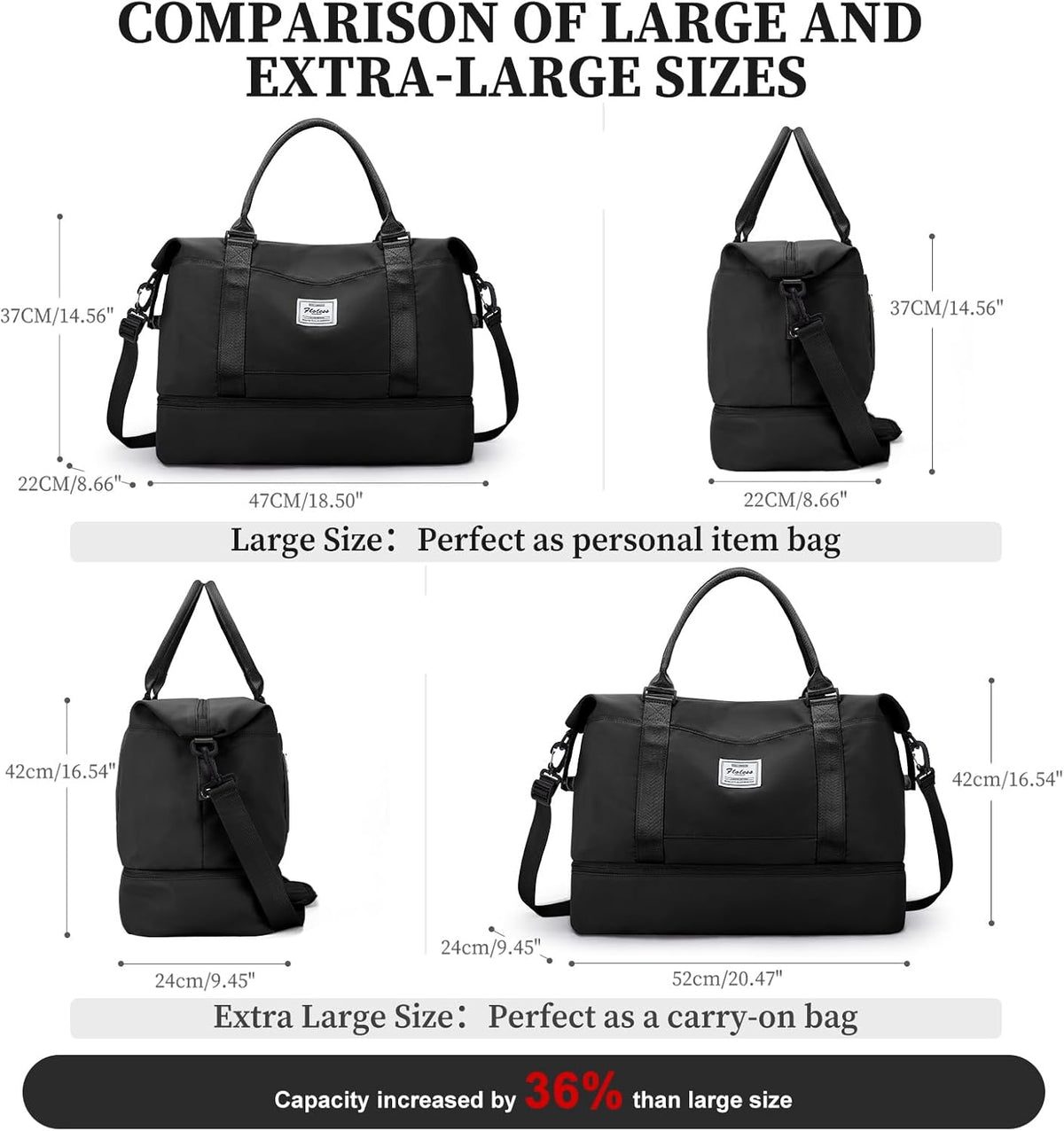 Weekender Bags for Women, Personal Item Travel Bag with Shoes Compartment | Overnight Travel Duffel Bag with Toiletry Bag, Airplane Friendly Carry-On Bag - Colors A