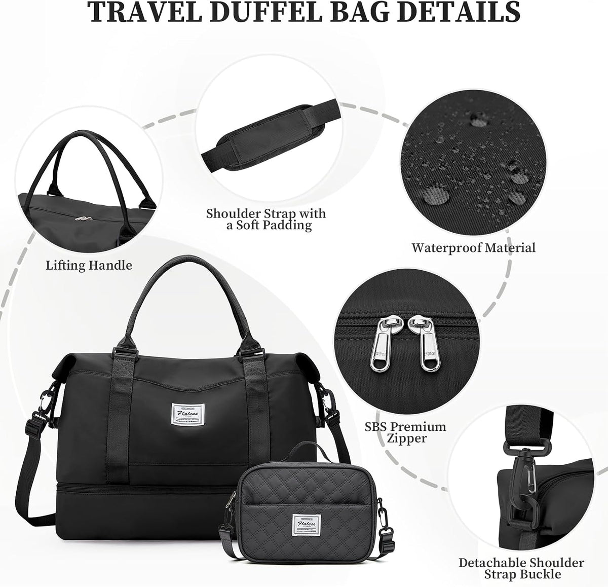 Weekender Bags for Women, Personal Item Travel Bag with Shoes Compartment | Overnight Travel Duffel Bag with Toiletry Bag, Airplane Friendly Carry-On Bag - Colors A