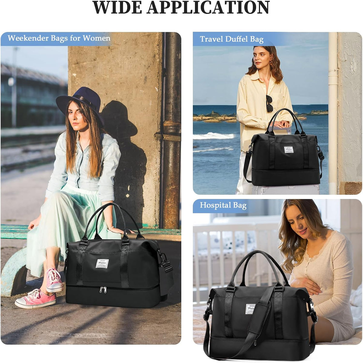 Weekender Bags for Women, Personal Item Travel Bag with Shoes Compartment | Overnight Travel Duffel Bag with Toiletry Bag, Airplane Friendly Carry-On Bag - Colors A