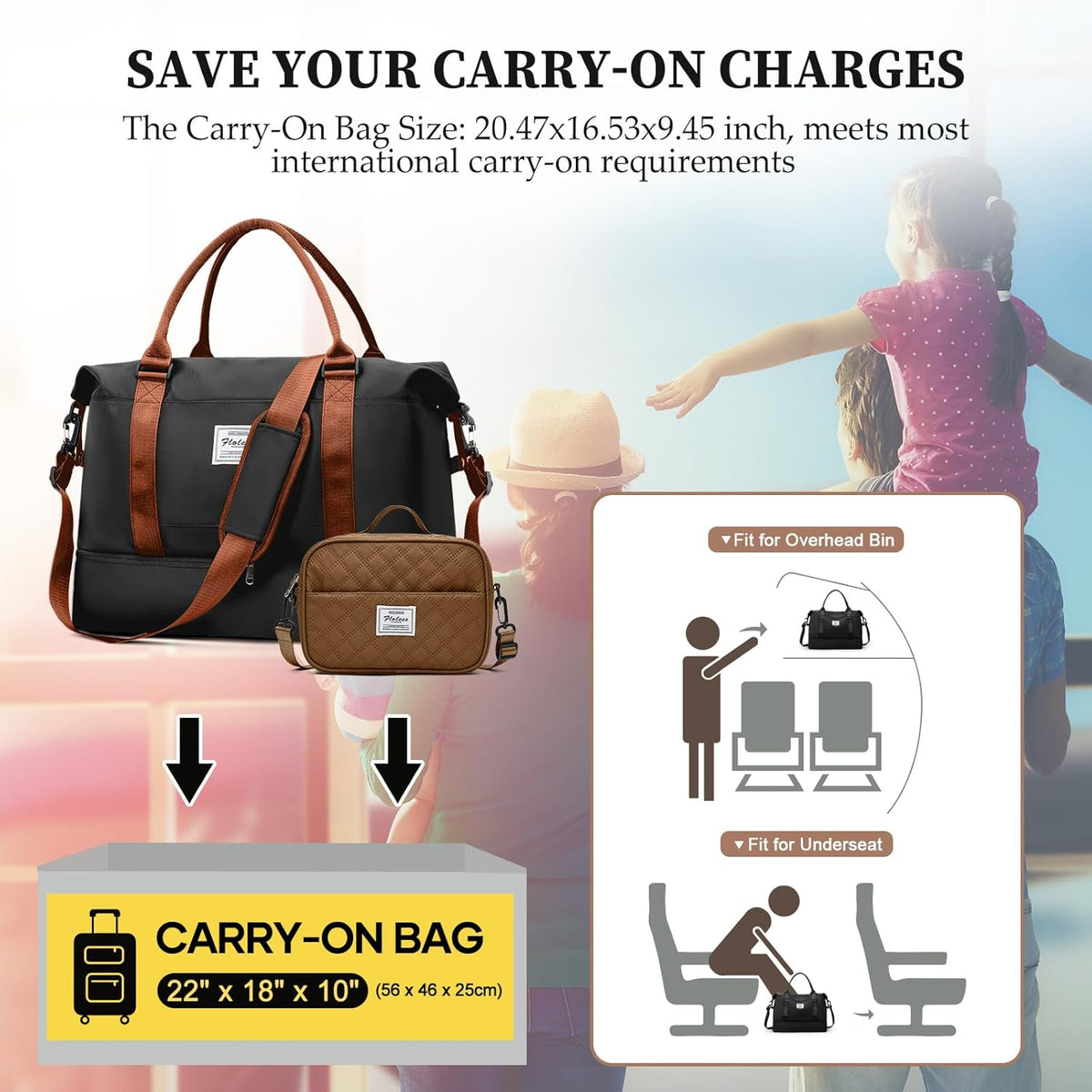 Weekender Bags for Women, Personal Item Travel Bag with Shoes Compartment | Overnight Travel Duffel Bag with Toiletry Bag, Airplane Friendly Carry-On Bag - Colors A
