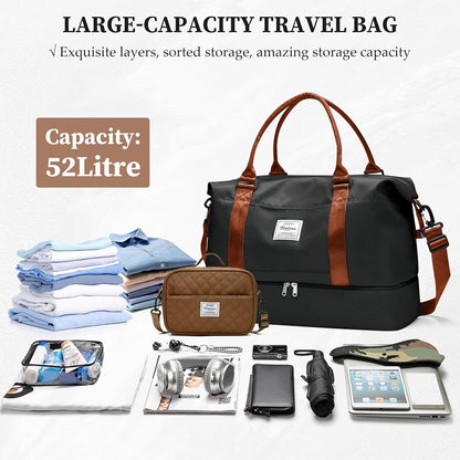 Weekender Bags for Women, Personal Item Travel Bag with Shoes Compartment | Overnight Travel Duffel Bag with Toiletry Bag, Airplane Friendly Carry-On Bag - Colors A