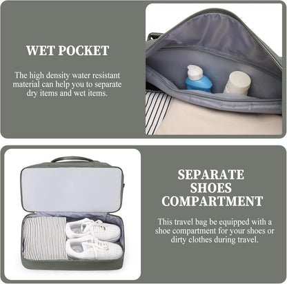 Weekender Bags for Women, Personal Item Travel Bag with Shoes Compartment | Overnight Travel Duffel Bag with Toiletry Bag, Airplane Friendly Carry-On Bag - Colors A