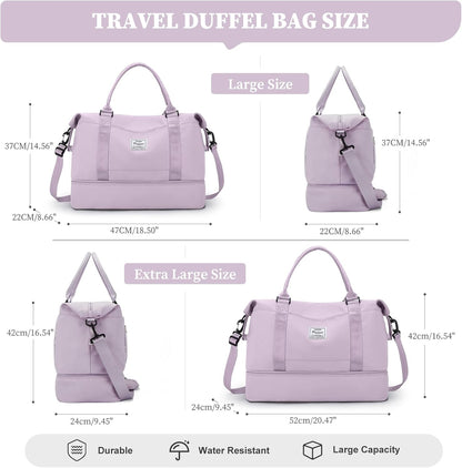 Weekender Bags for Women, Personal Item Travel Bag with Shoes Compartment | Overnight Travel Duffel Bag with Toiletry Bag, Airplane Friendly Carry-On Bag - Colors A