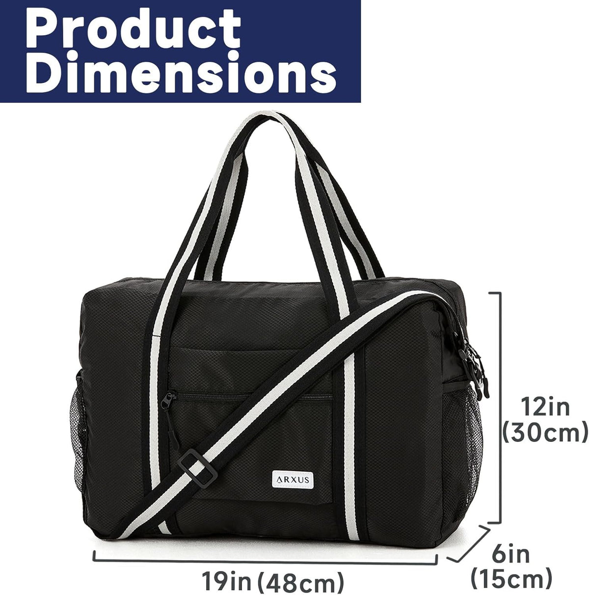 Foldable Tote Bag for Travel Expandable Lightweight Carry On Luggage 22L Packable Duffle Bag for Traveling