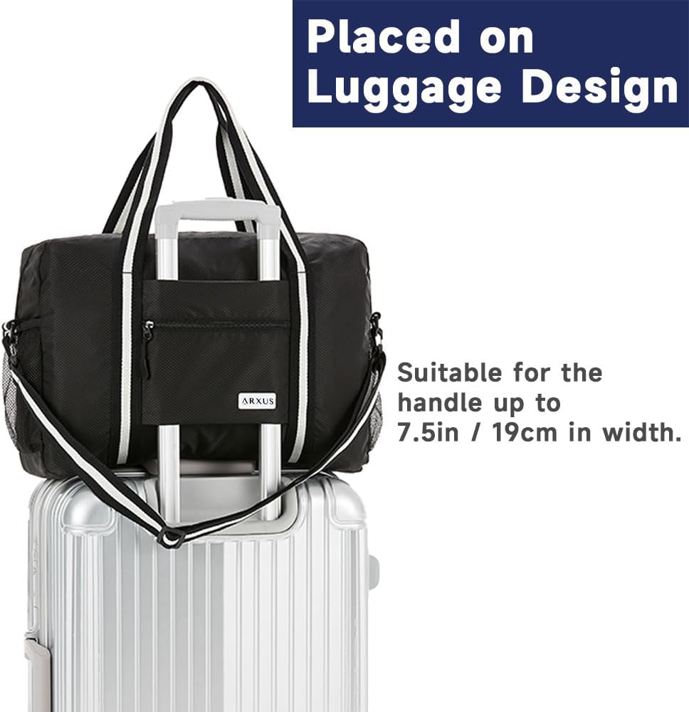Foldable Tote Bag for Travel Expandable Lightweight Carry On Luggage 22L Packable Duffle Bag for Traveling