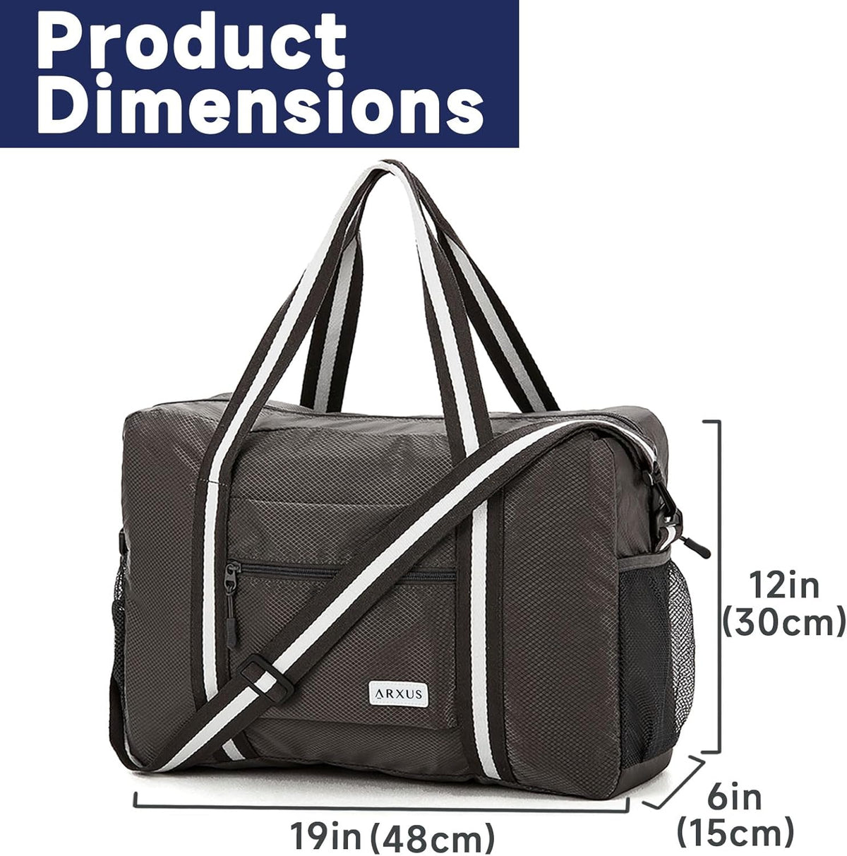 Foldable Tote Bag for Travel Expandable Lightweight Carry On Luggage 22L Packable Duffle Bag for Traveling