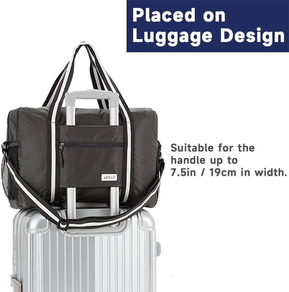 Foldable Tote Bag for Travel Expandable Lightweight Carry On Luggage 22L Packable Duffle Bag for Traveling