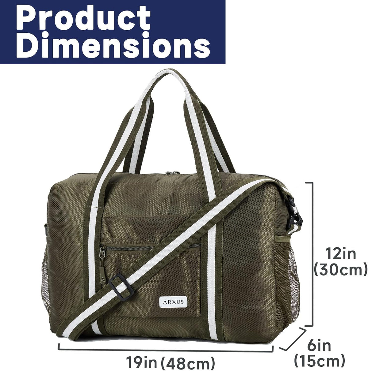 Foldable Tote Bag for Travel Expandable Lightweight Carry On Luggage 22L Packable Duffle Bag for Traveling