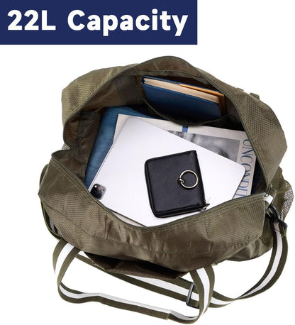 Foldable Tote Bag for Travel Expandable Lightweight Carry On Luggage 22L Packable Duffle Bag for Traveling