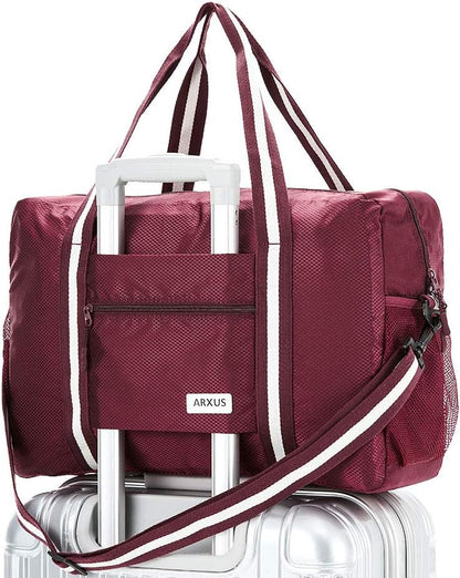 Foldable Tote Bag for Travel Expandable Lightweight Carry On Luggage 22L Packable Duffle Bag for Traveling