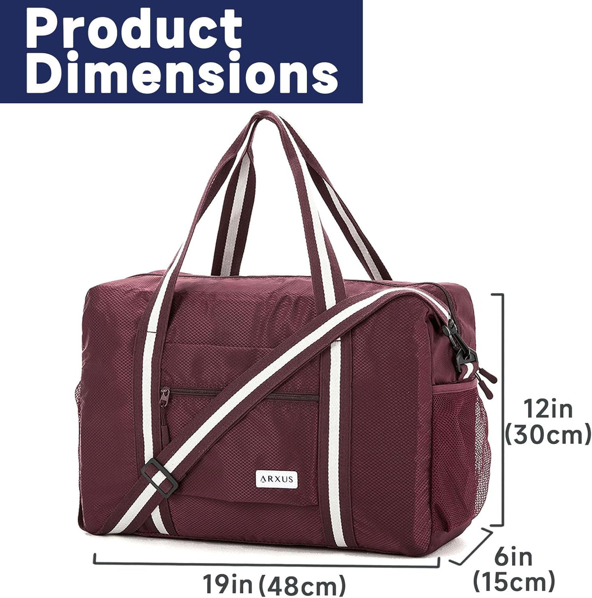 Foldable Tote Bag for Travel Expandable Lightweight Carry On Luggage 22L Packable Duffle Bag for Traveling