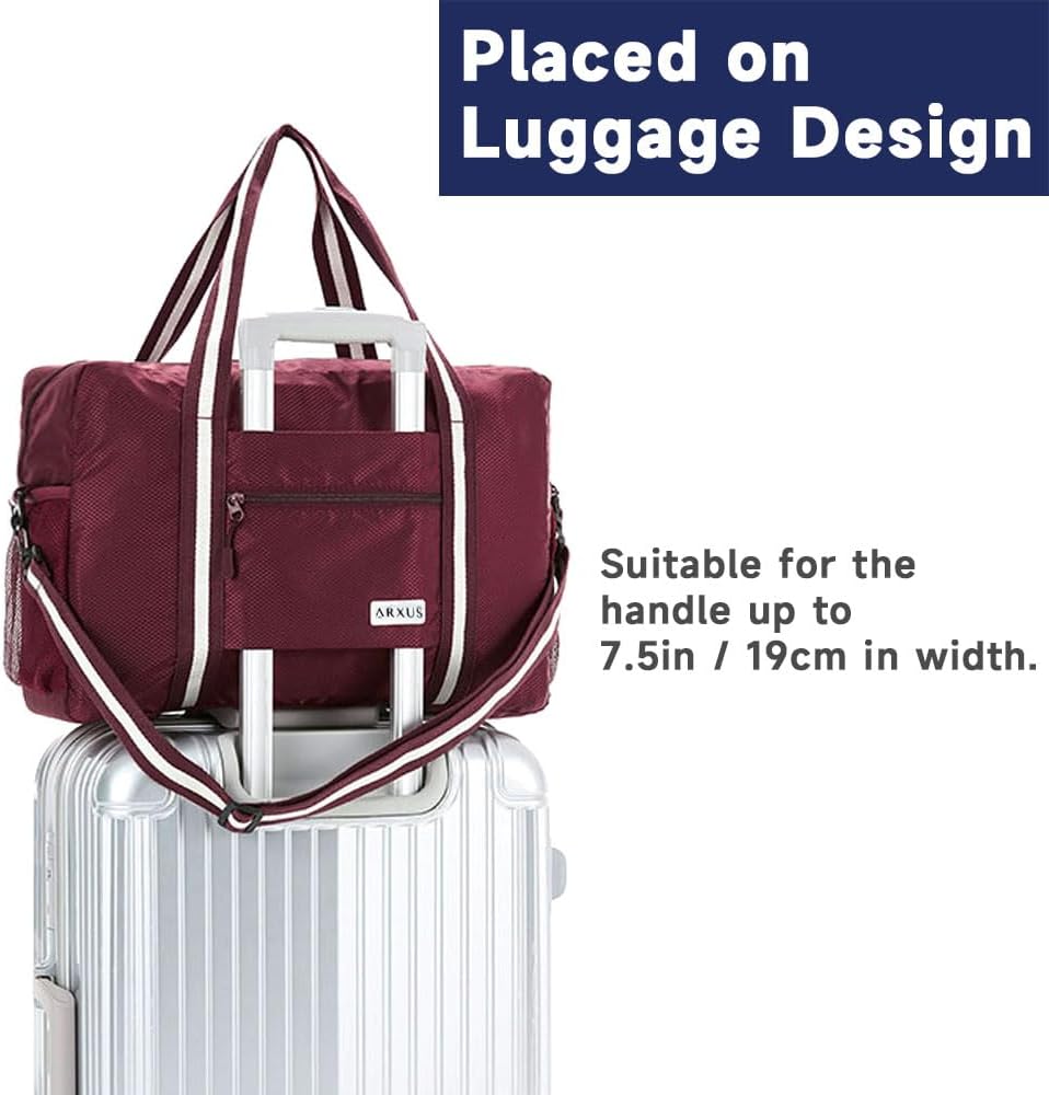 Foldable Tote Bag for Travel Expandable Lightweight Carry On Luggage 22L Packable Duffle Bag for Traveling