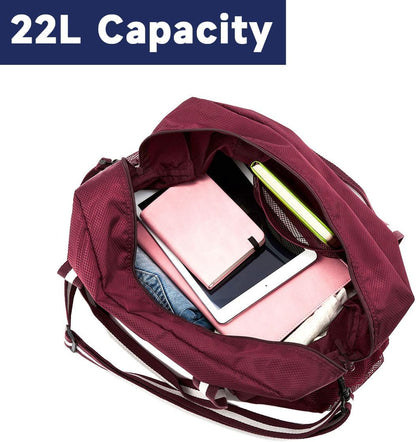 Foldable Tote Bag for Travel Expandable Lightweight Carry On Luggage 22L Packable Duffle Bag for Traveling