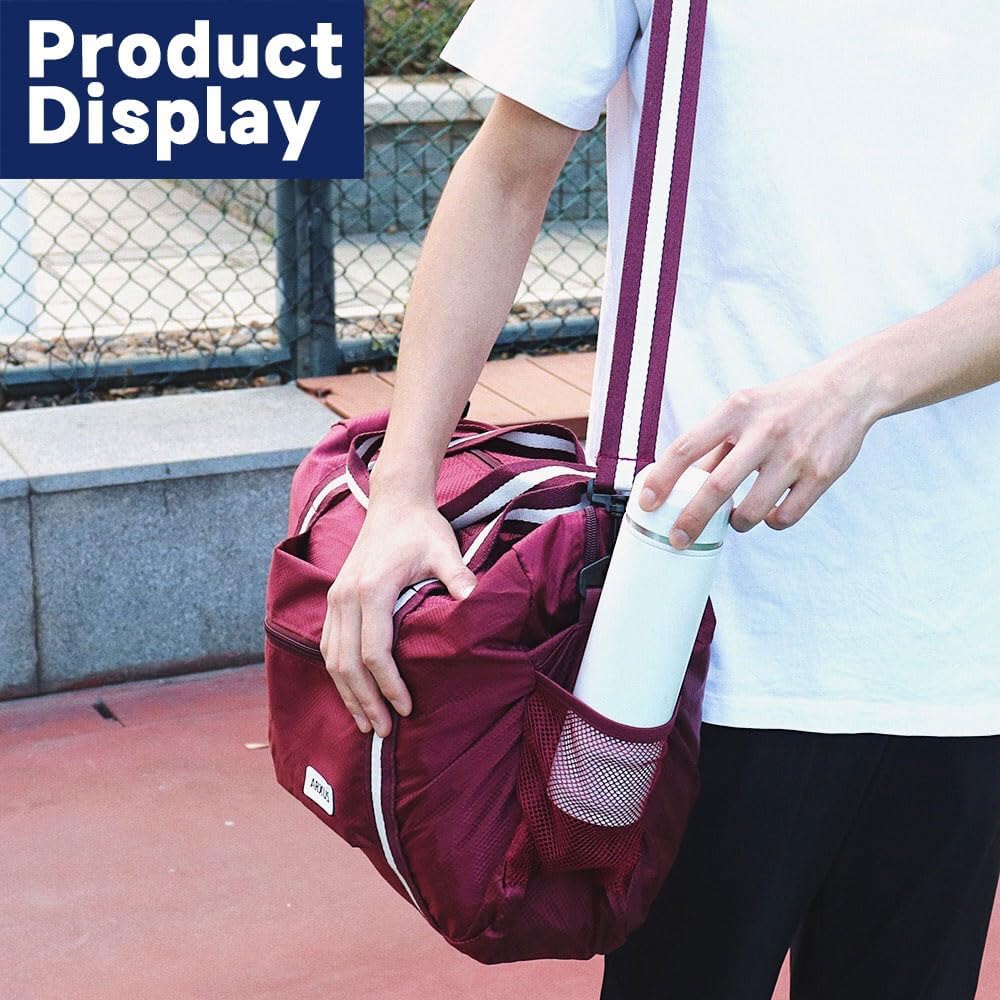 Foldable Tote Bag for Travel Expandable Lightweight Carry On Luggage 22L Packable Duffle Bag for Traveling