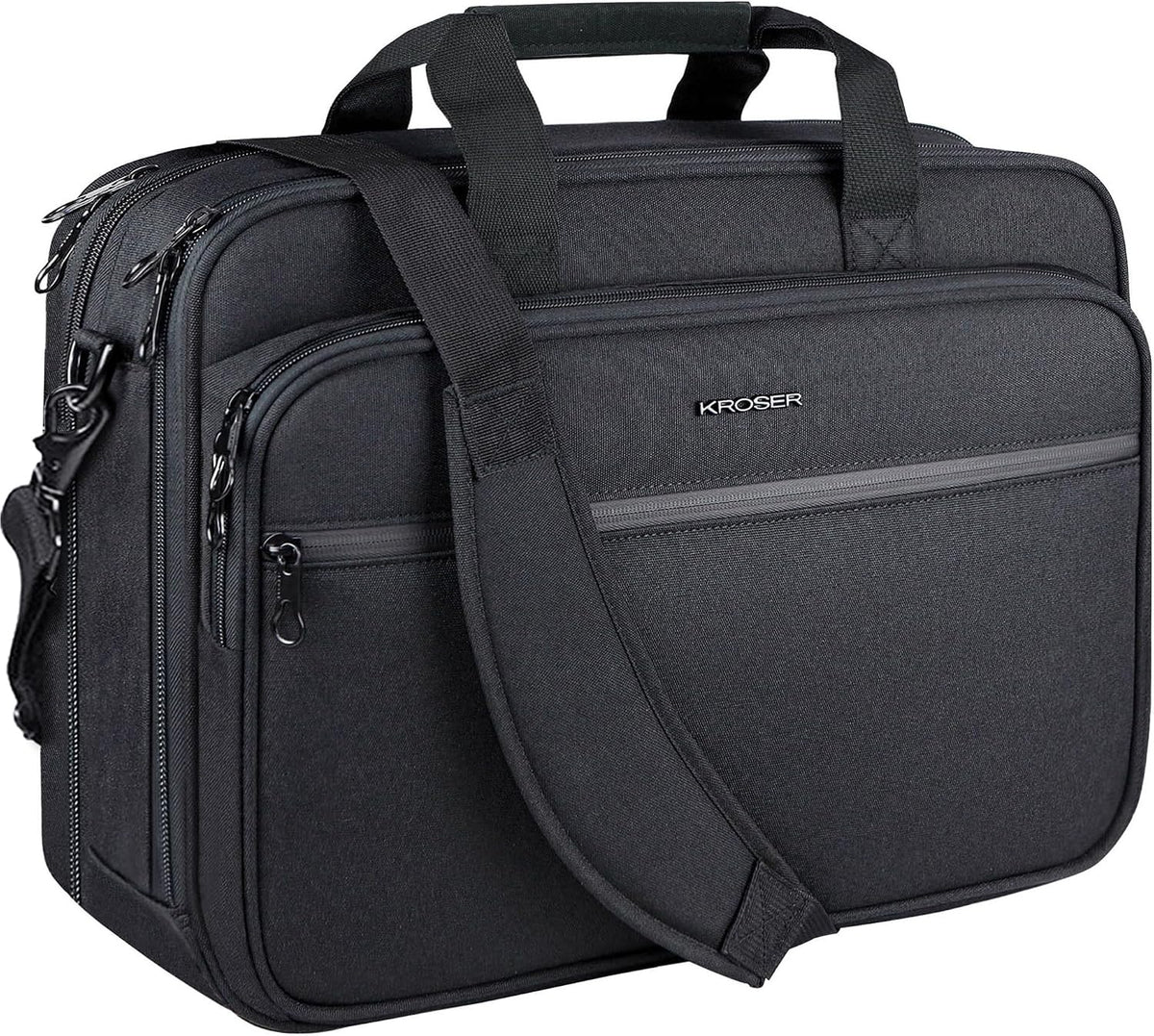 Laptop Bag Premium Laptop Briefcase Fits Up to 17.3 Inch Laptop Expandable Water-Repellent Shoulder Messenger Bag Computer Bag for Travel/Business/Men/Women-Black