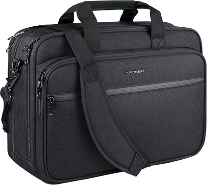 Laptop Bag Premium Laptop Briefcase Fits Up to 17.3 Inch Laptop Expandable Water-Repellent Shoulder Messenger Bag Computer Bag for Travel/Business/Men/Women-Black
