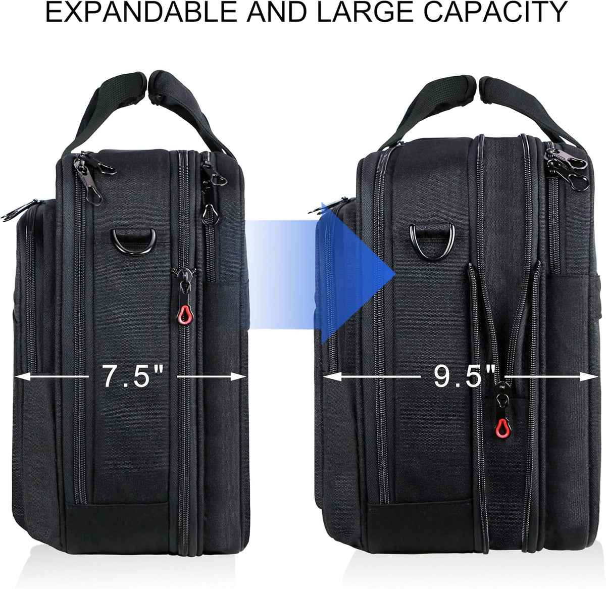 Laptop Bag Premium Laptop Briefcase Fits Up to 17.3 Inch Laptop Expandable Water-Repellent Shoulder Messenger Bag Computer Bag for Travel/Business/Men/Women-Black