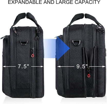 Laptop Bag Premium Laptop Briefcase Fits Up to 17.3 Inch Laptop Expandable Water-Repellent Shoulder Messenger Bag Computer Bag for Travel/Business/Men/Women-Black