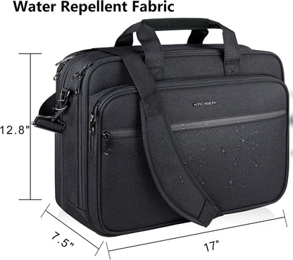 Laptop Bag Premium Laptop Briefcase Fits Up to 17.3 Inch Laptop Expandable Water-Repellent Shoulder Messenger Bag Computer Bag for Travel/Business/Men/Women-Black
