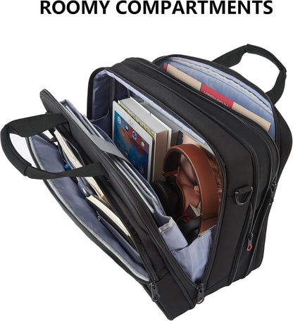 Laptop Bag Premium Laptop Briefcase Fits Up to 17.3 Inch Laptop Expandable Water-Repellent Shoulder Messenger Bag Computer Bag for Travel/Business/Men/Women-Black