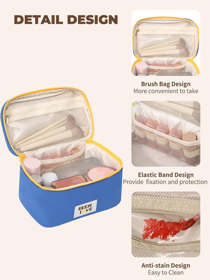 Travel Makeup Bag Large Toiletry Bag Cosmetic Bags for Women Girls Makeup Organizer Bag Pouch with Compartments for Traveling, Pink