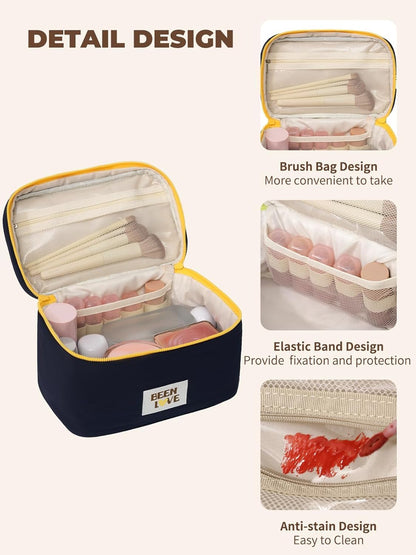 Travel Makeup Bag Large Toiletry Bag Cosmetic Bags for Women Girls Makeup Organizer Bag Pouch with Compartments for Traveling, Pink